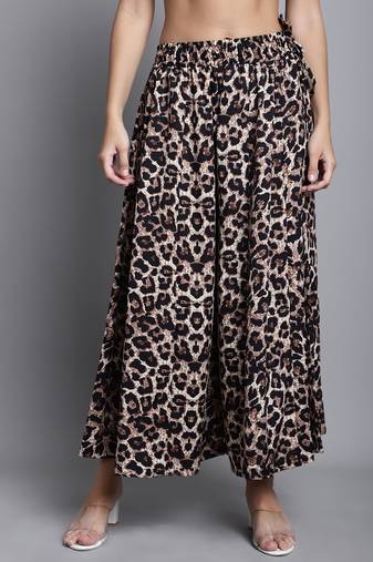 Women Multicolor Printed Crepe Flared Palazzos