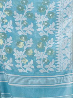Silk Cotton Buti Work Jamdani Saree Without Blouse 4