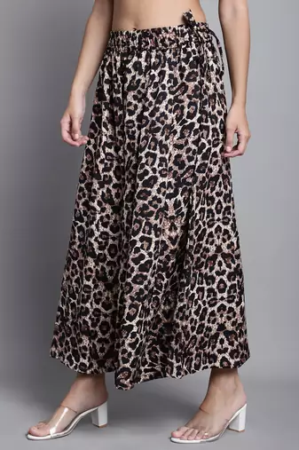 Women Multicolor Printed Crepe Flared Palazzos