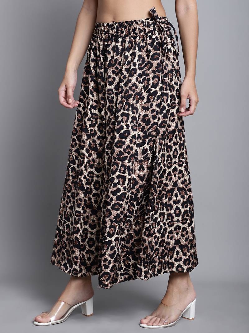 Women Multicolor Printed Crepe Flared Palazzos