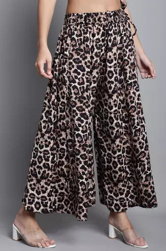 Women Multicolor Printed Crepe Flared Palazzos