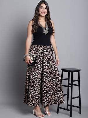 Women Multicolor Printed Crepe Flared Palazzos 5