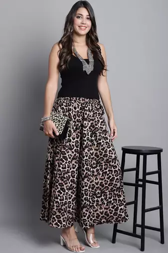 Women Multicolor Printed Crepe Flared Palazzos