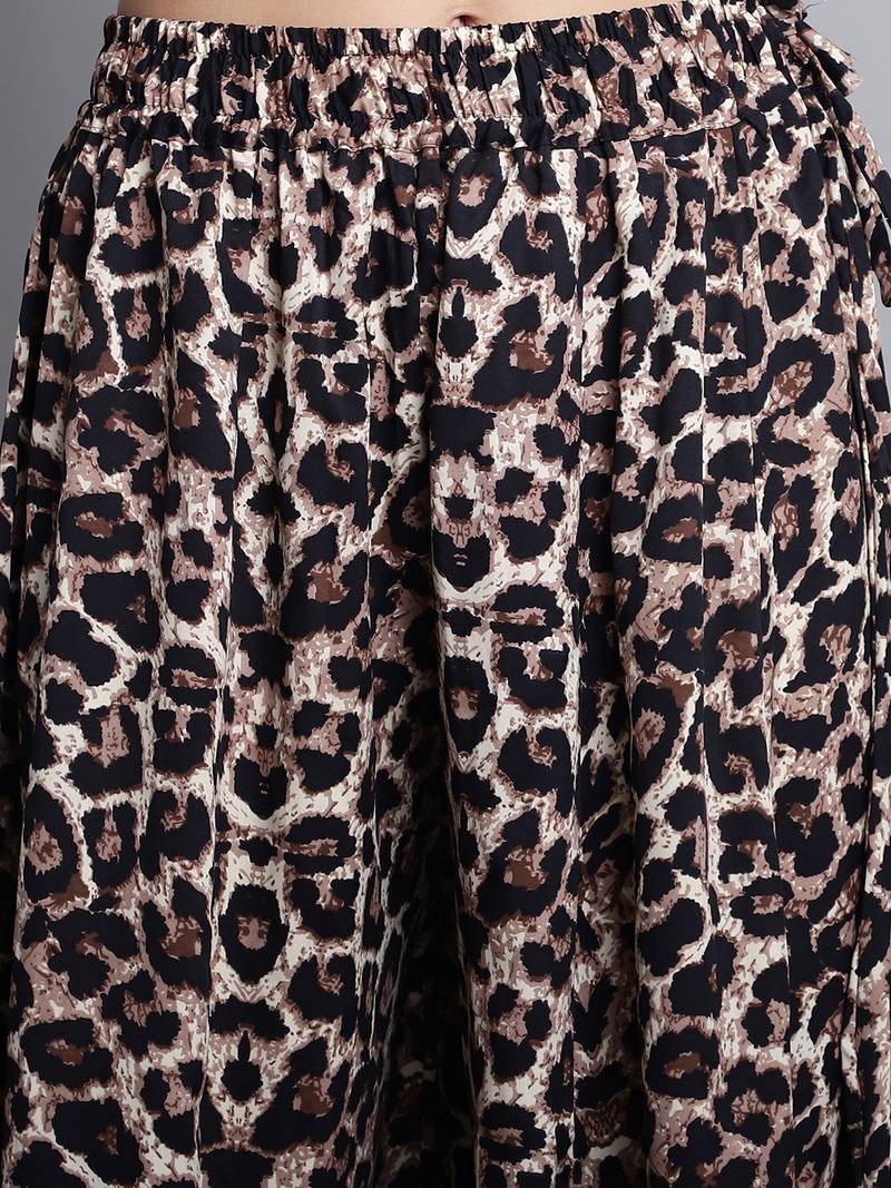 Women Multicolor Printed Crepe Flared Palazzos