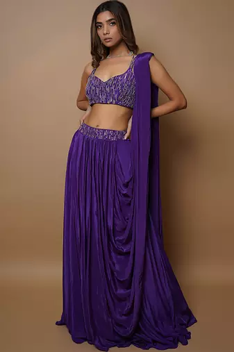 Dark Purple Lehenga Set