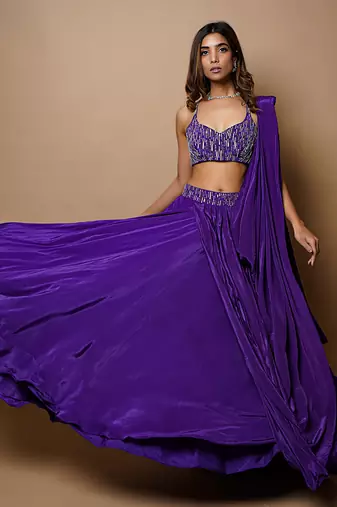 Dark Purple Lehenga Set
