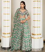 Green Pink Floral Lehenga Set