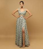 White and Blue Casual Indo-Western Lehenga for Women