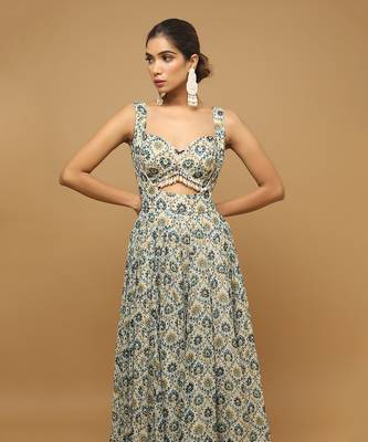 White and Blue Casual Indo-Western Lehenga for Women 3