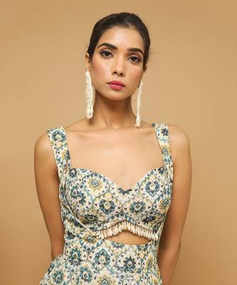 White and Blue Casual Indo-Western Lehenga for Women 4