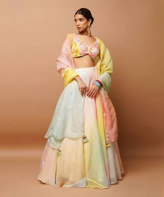 Rainbow Hand Painted Lehenga Set 1