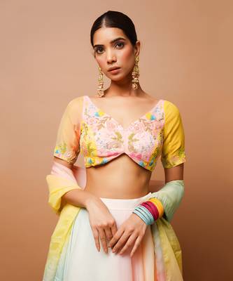 Rainbow Hand Painted Lehenga Set 3