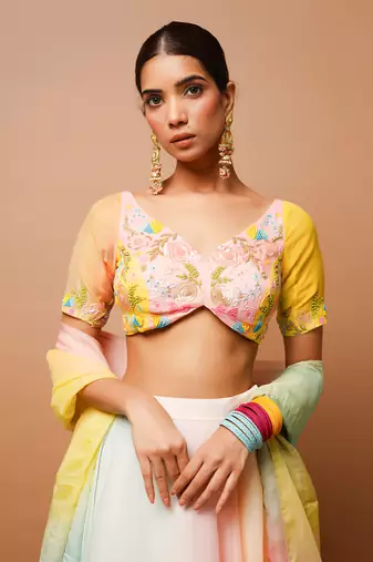 Rainbow Hand Painted Lehenga Set