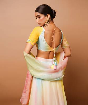 Rainbow Hand Painted Lehenga Set 4