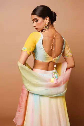 Rainbow Hand Painted Lehenga Set