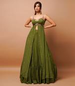 Mehndi Green Indo Western Lehenga Set