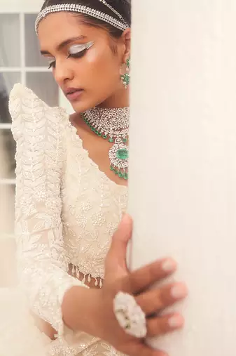 Ivory Embroidered Lehenga Set