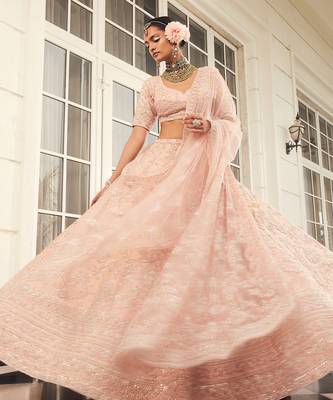 Pink Gulzar Embroidered Lehenga Set 1