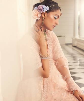 Pink Gulzar Embroidered Lehenga Set 2