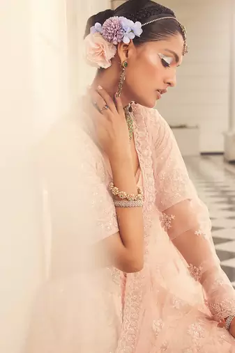Pink Gulzar Embroidered Lehenga Set