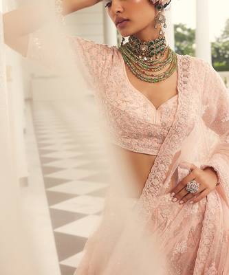 Pink Gulzar Embroidered Lehenga Set 3
