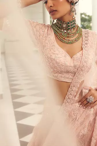 Pink Gulzar Embroidered Lehenga Set