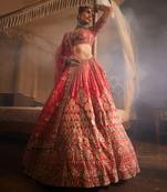 Red Jahanara Heavily Embroidered Lehenga Set