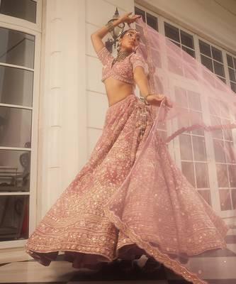 Mauve Embroidered Lehenga Set 1