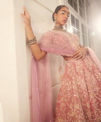 Mauve Embroidered Lehenga Set 3