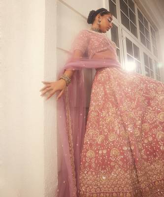 Mauve Embroidered Lehenga Set 4