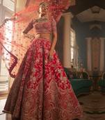 Red Persia Heavily Embroidered Lehenga Set