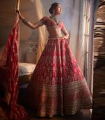 Red Loop Heavily Embroidered Lehenga Set