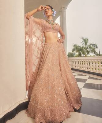 Pink Embroidered Lehenga Set 1