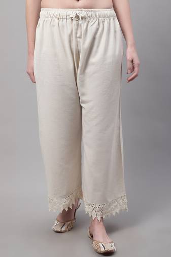Off White hem design woven straight fit Palazzos