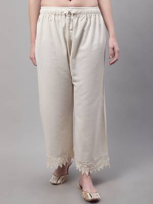 Off White hem design woven straight fit Palazzos 1