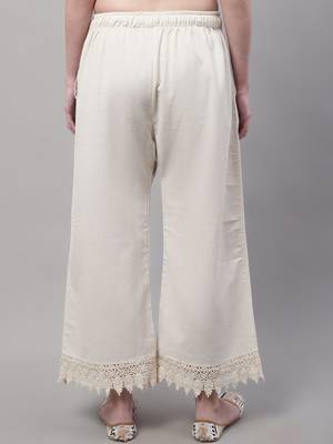 Off White hem design woven straight fit Palazzos 2