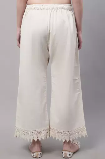 Off White hem design woven straight fit Palazzos