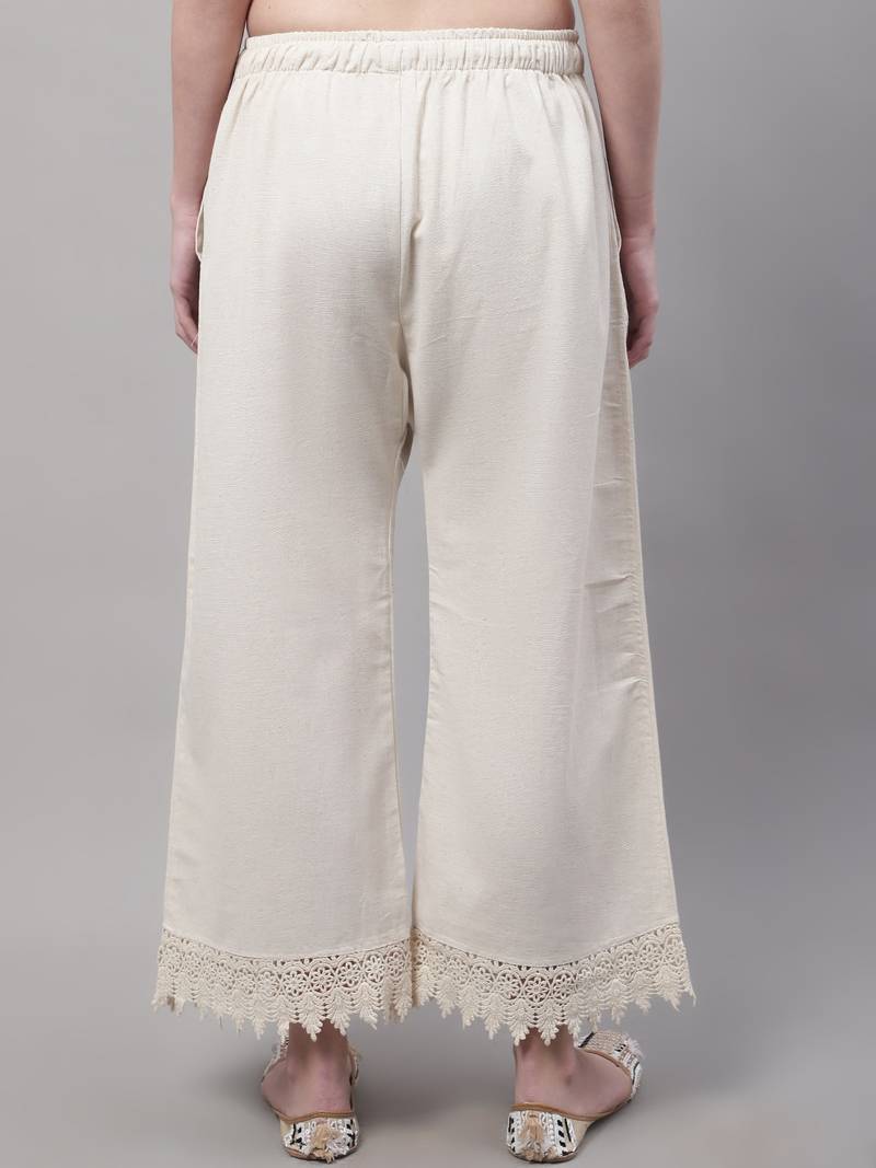 Off White hem design woven straight fit Palazzos