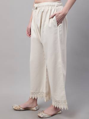 Off White hem design woven straight fit Palazzos 3