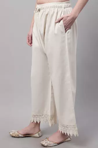 Off White hem design woven straight fit Palazzos