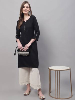 Off White hem design woven straight fit Palazzos 4