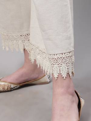 Off White hem design woven straight fit Palazzos 6