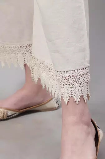 Off White hem design woven straight fit Palazzos