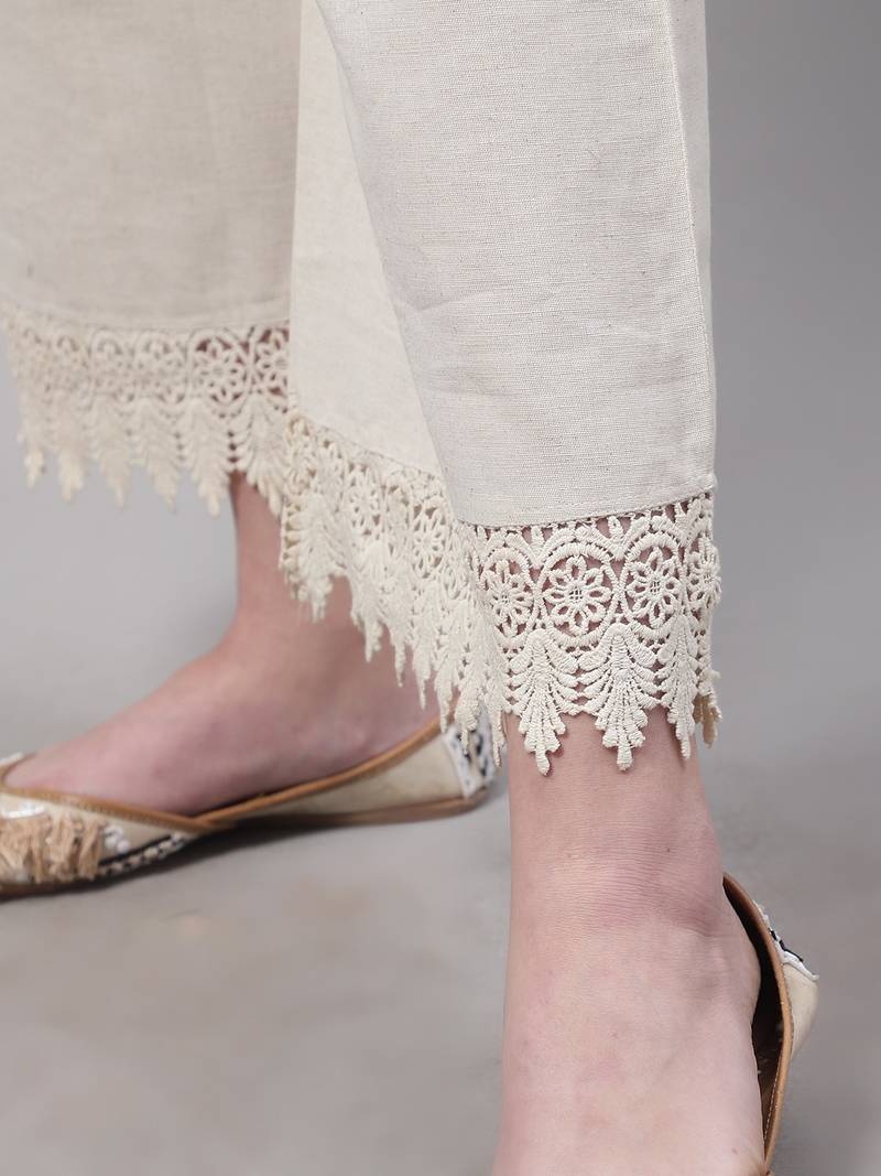 Off White hem design woven straight fit Palazzos