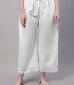 White hem design woven straight fit Palazzos