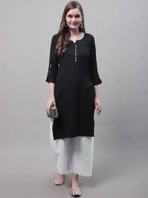 White hem design woven straight fit Palazzos 4