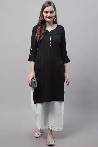 White hem design woven straight fit Palazzos