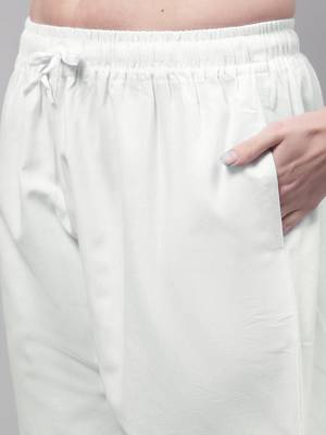 White hem design woven straight fit Palazzos 5