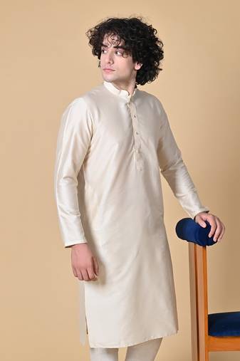 Maahii Fabs Beige Cotton Blend Kurta Churidar Set for Men