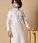 Maahii Fabs Off-White Cotton Blend Kurta Churidar Set for Men